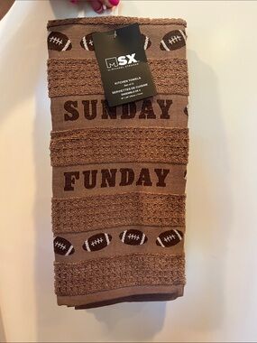 Set of 2 MSK Brown "Sunday Funday" Football Kitchen Towels